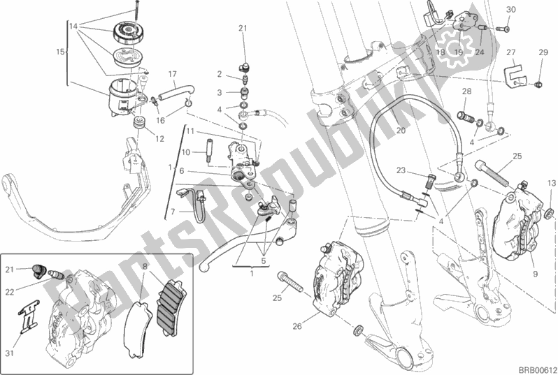 Toutes les pièces pour le Système De Freinage Avant du Ducati Multistrada 1260 S Grand Tour 2020